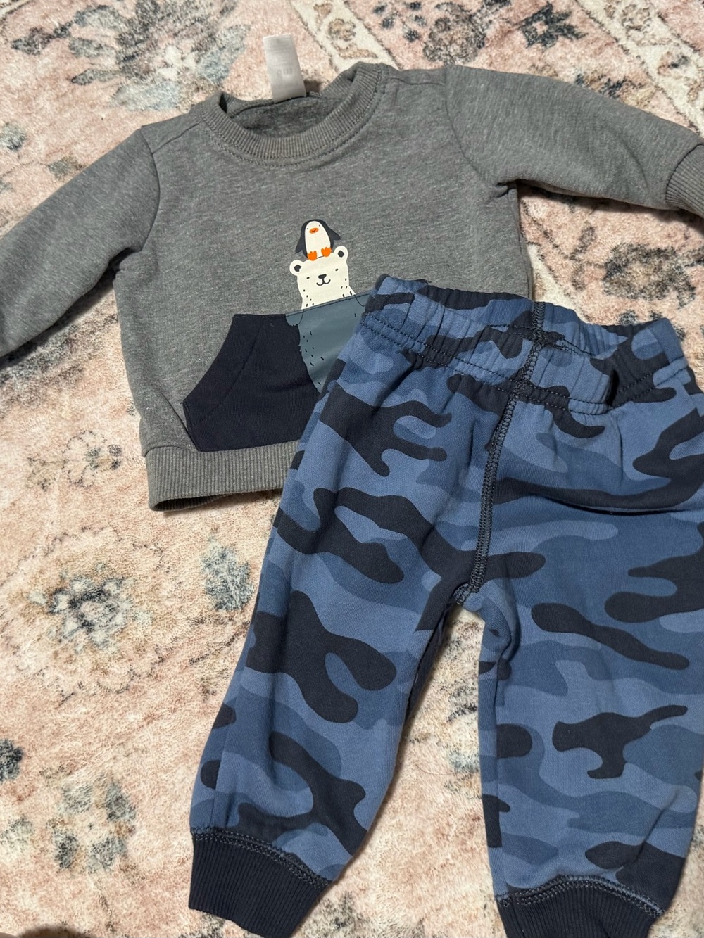 Carter's Gray Sweatshirt with Blue Camo Joggers